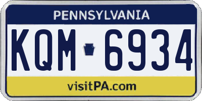 PA license plate KQM6934
