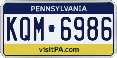 PA license plate KQM6986