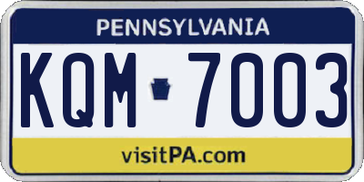 PA license plate KQM7003