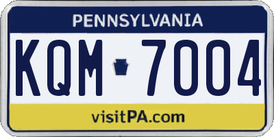 PA license plate KQM7004