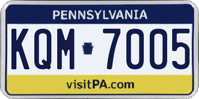 PA license plate KQM7005