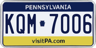 PA license plate KQM7006
