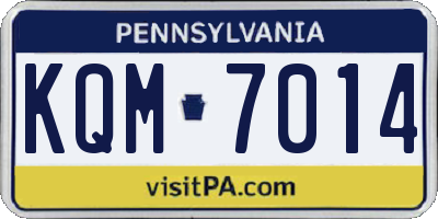 PA license plate KQM7014
