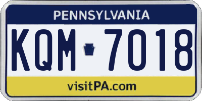 PA license plate KQM7018