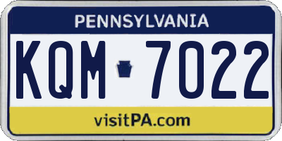 PA license plate KQM7022