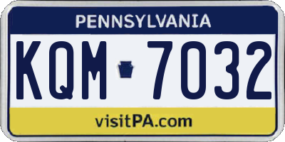 PA license plate KQM7032
