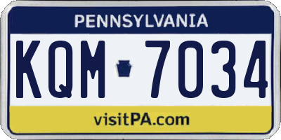 PA license plate KQM7034