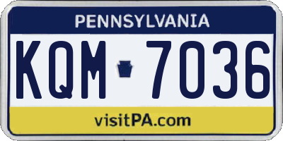 PA license plate KQM7036