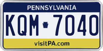 PA license plate KQM7040
