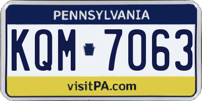 PA license plate KQM7063