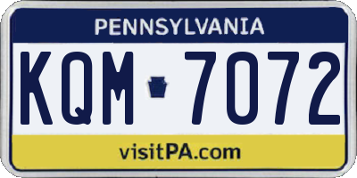 PA license plate KQM7072