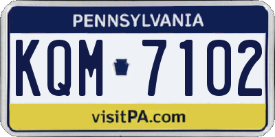 PA license plate KQM7102