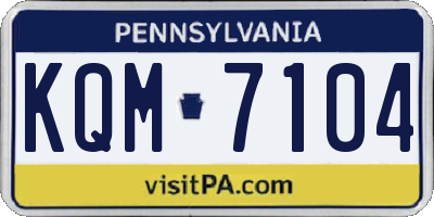 PA license plate KQM7104