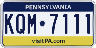 PA license plate KQM7111