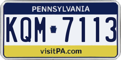 PA license plate KQM7113