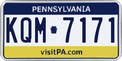PA license plate KQM7171