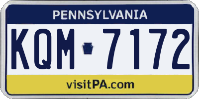 PA license plate KQM7172