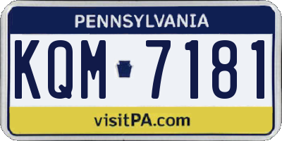 PA license plate KQM7181