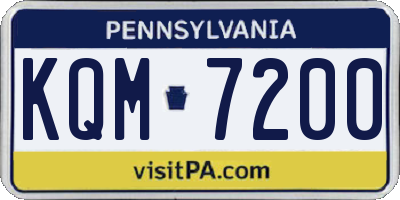 PA license plate KQM7200