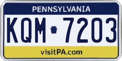 PA license plate KQM7203