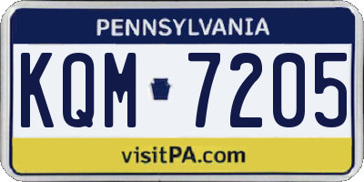 PA license plate KQM7205