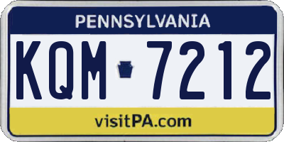 PA license plate KQM7212