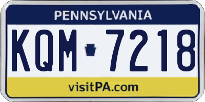 PA license plate KQM7218