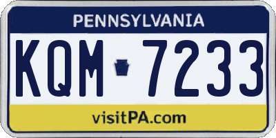 PA license plate KQM7233