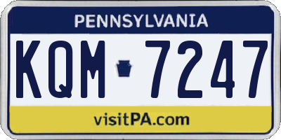 PA license plate KQM7247