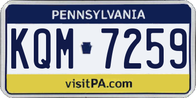 PA license plate KQM7259