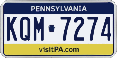 PA license plate KQM7274
