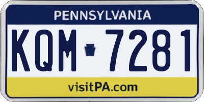 PA license plate KQM7281
