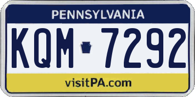 PA license plate KQM7292