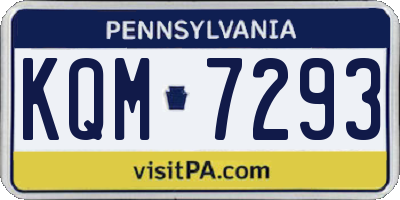 PA license plate KQM7293