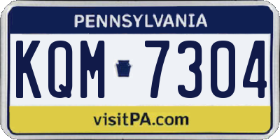 PA license plate KQM7304