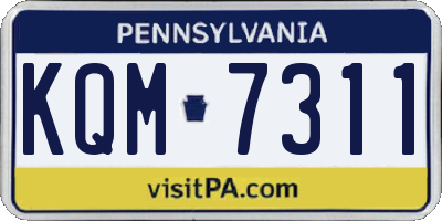 PA license plate KQM7311