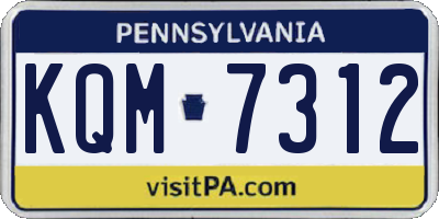 PA license plate KQM7312