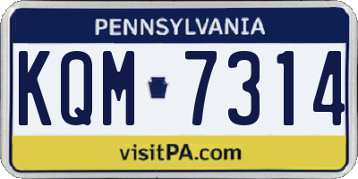 PA license plate KQM7314