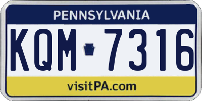 PA license plate KQM7316