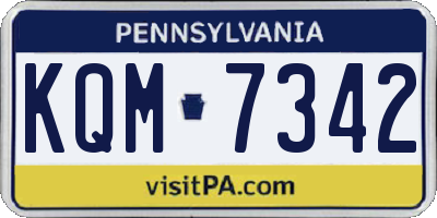 PA license plate KQM7342