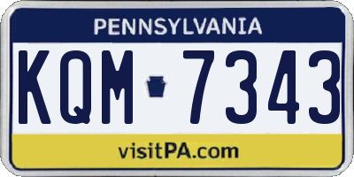 PA license plate KQM7343