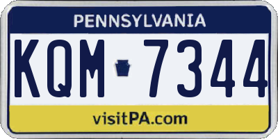 PA license plate KQM7344