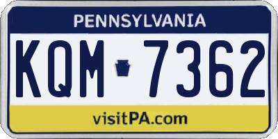 PA license plate KQM7362