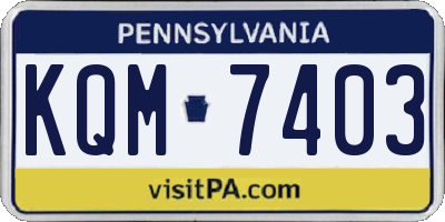 PA license plate KQM7403