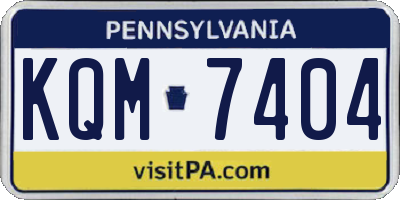 PA license plate KQM7404