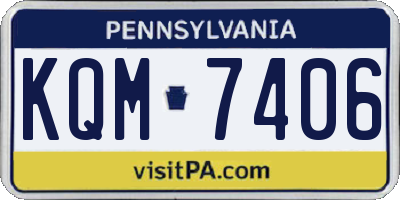 PA license plate KQM7406