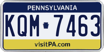 PA license plate KQM7463