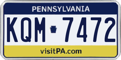 PA license plate KQM7472