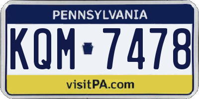 PA license plate KQM7478