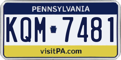 PA license plate KQM7481